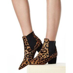 Tabitha Simmons Shadow Leopard Print Calf Hair Ankle Boots Brown Size 39.5